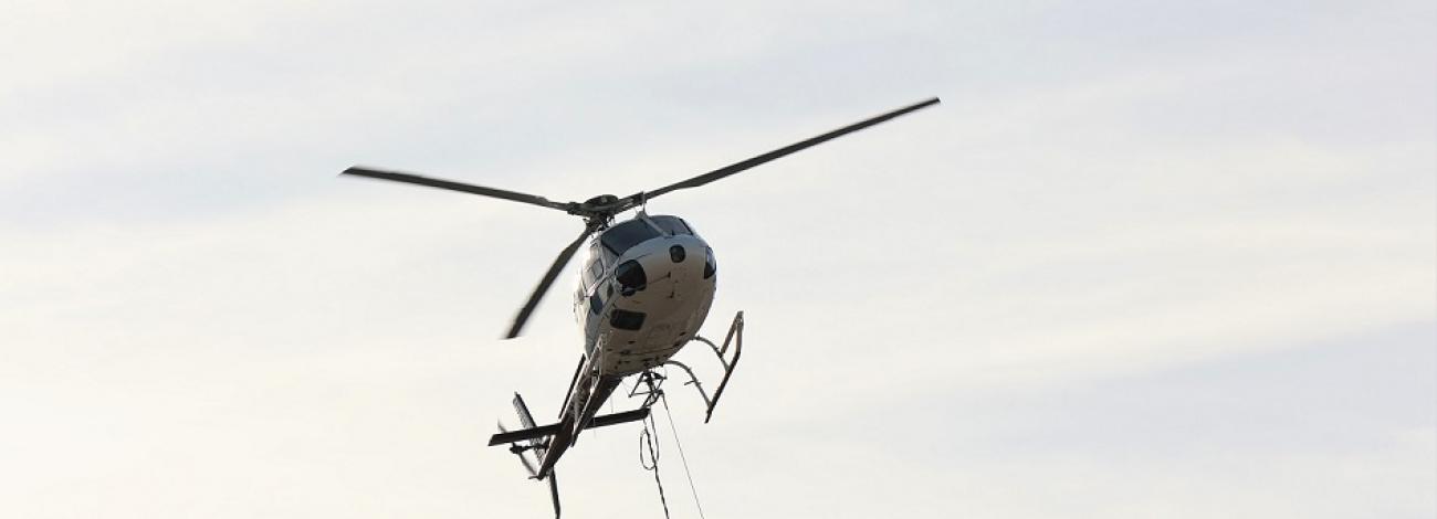 Helicopter seeding native plants