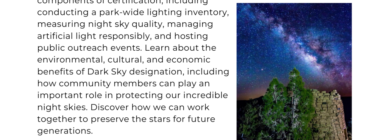 Flyer advertising a dark sky presentation at Canyons of the Ancients National Monument on April 15, 2026.