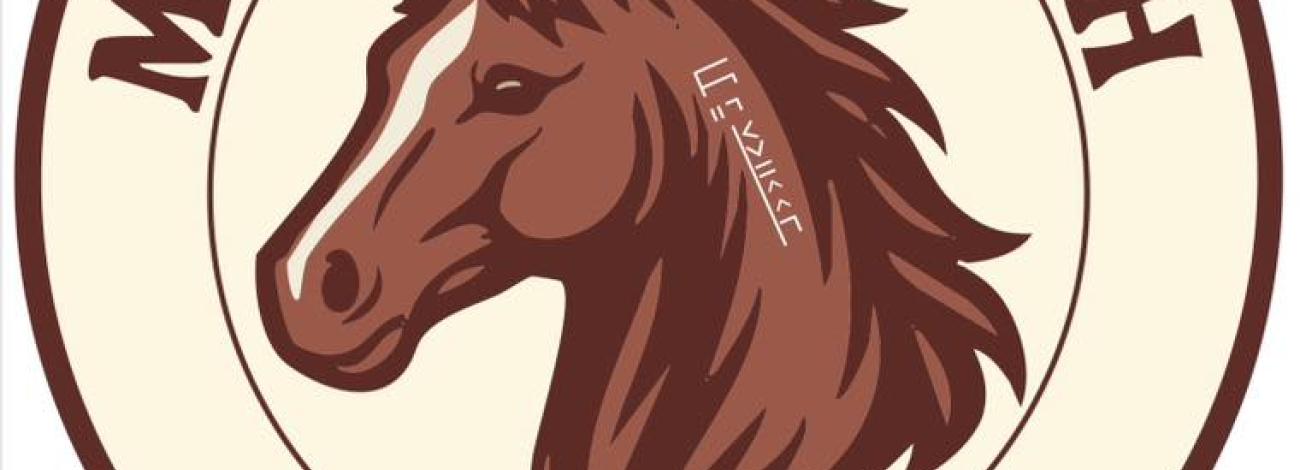 Graphic in the shape of Alabama with a horse on it surrounded by the logo Mustang Match Alabama