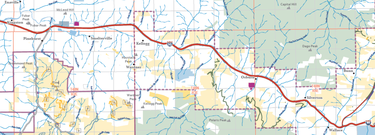 Screenshot of the Silver Valley Motorized Route Designations Map