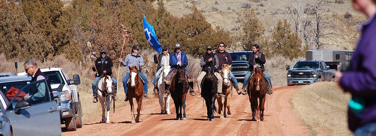  Mounted riders from both the Northern Cheyenne and Lakota tribes represent their forbearers as part of anniversary events held March 17, along the Powder River in southeast Montana.