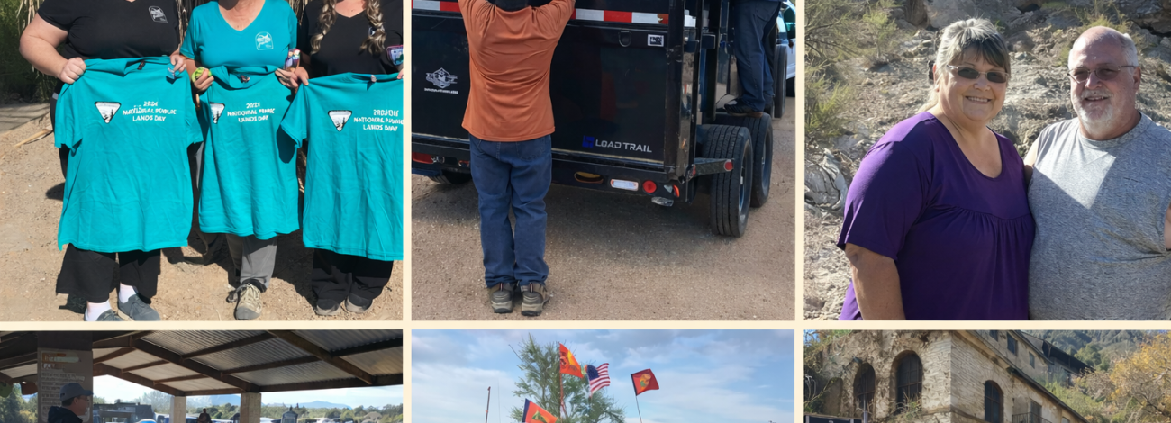 Six photos of volunteers in service made into a collage representing CRD volunteers.