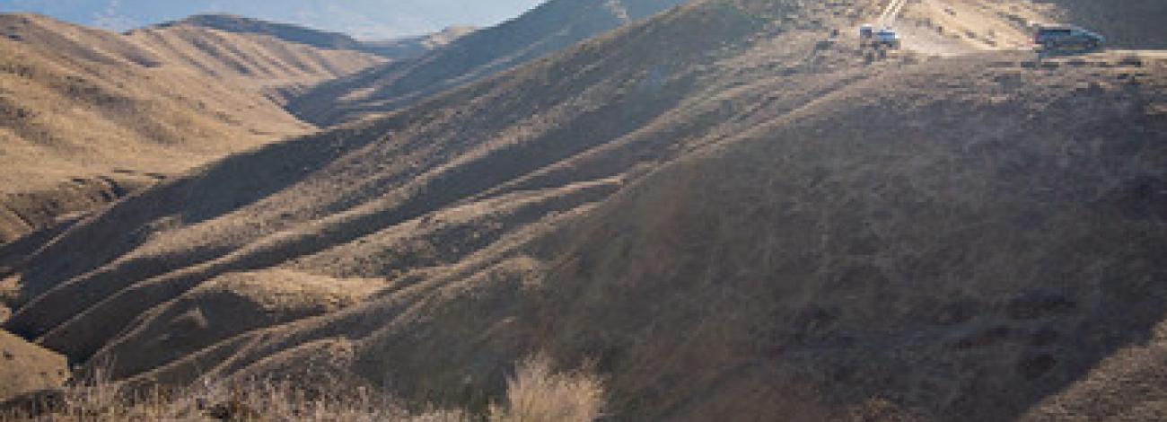 Dry, steep  hills