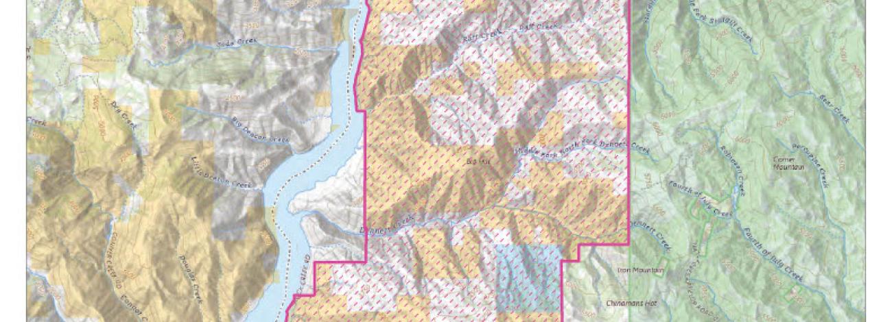 Map of Tartar Fire area where BLM is temporarily closing access to BLM-managed public lands, roads, and trails within an area bounded by the Snake River to the west, Sumac Creek to the south, Payette National Forest to the east, and Raft Creek/Wayle Creek to the north.