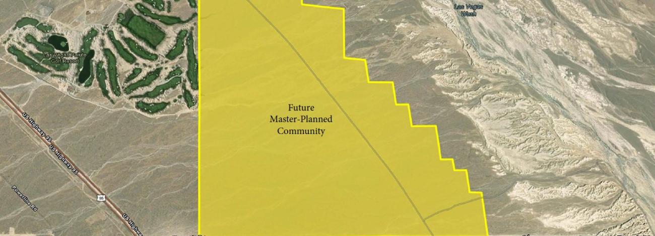 Aerial map showing 940-acre site from above.