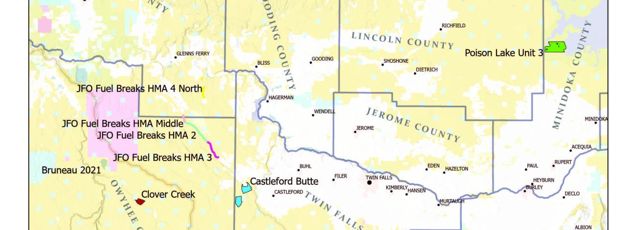 Twin Falls District Aerial Herbicide Treatment Areas map