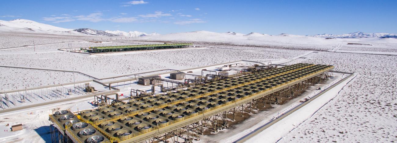 A geothermal energy plant in the Nevada desert.