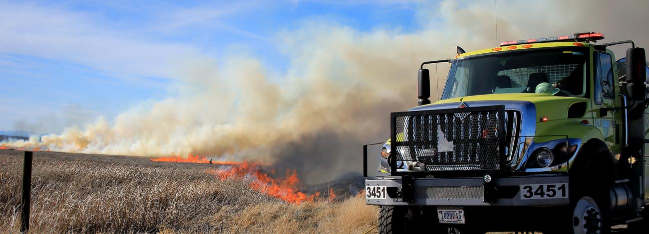 A BLM fire truck at a prescribed burn in Idaho. 
