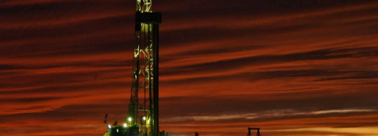 Oil Drilling Rig at night