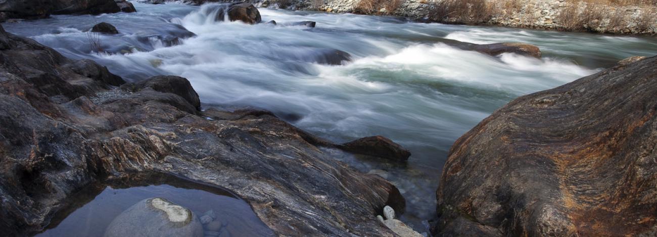 A group of young men on the banks of the North Fork American Wild and Scenic River.  Photo by Bob Wick, BLM.