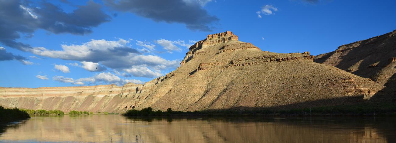 The cliffs of Grey Canyon glow in the setting sun.