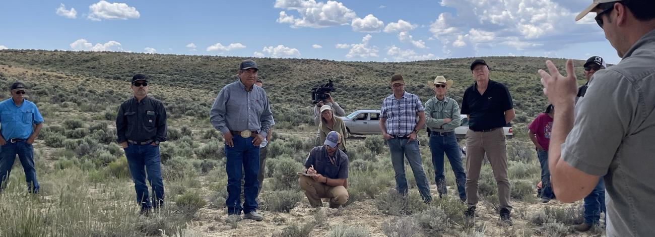 Southeast Oregon Resource Advisory Council members gathered for a discussion in a rugged landscape