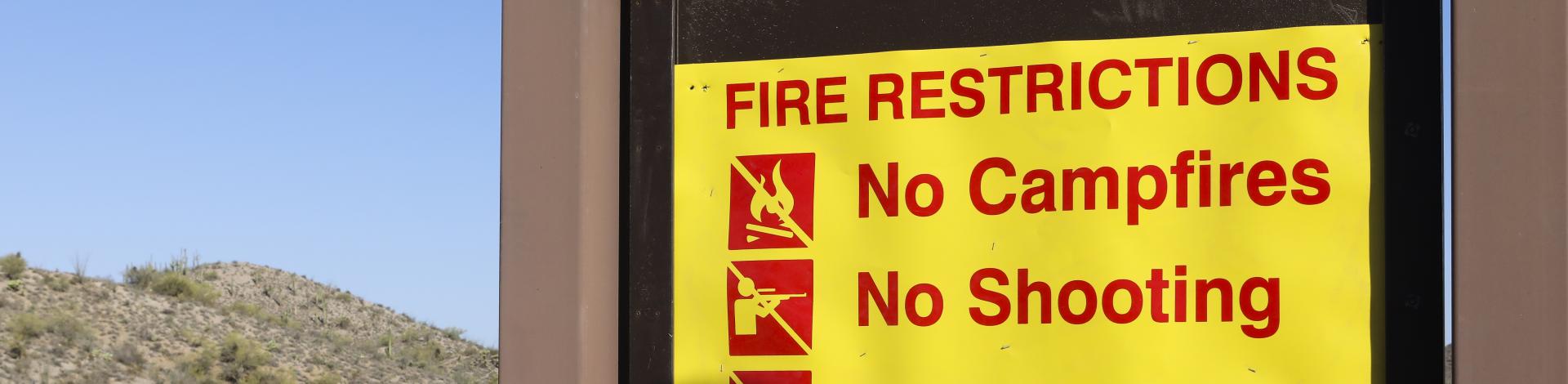 A fire prevention sign at the Vulture Mountains Recreation Area
