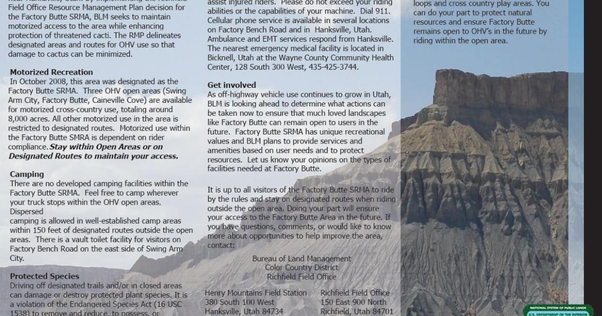 Factory Butte Brochure | Bureau of Land Management