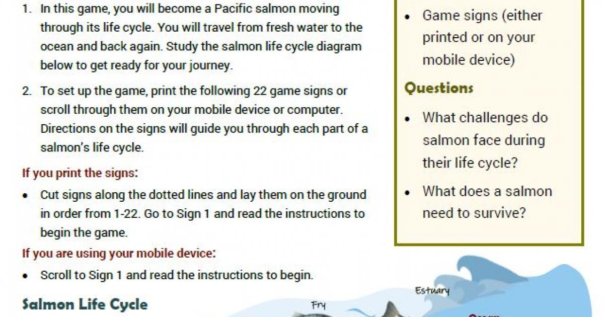 Salmon Life Cycle Game | Bureau of Land Management