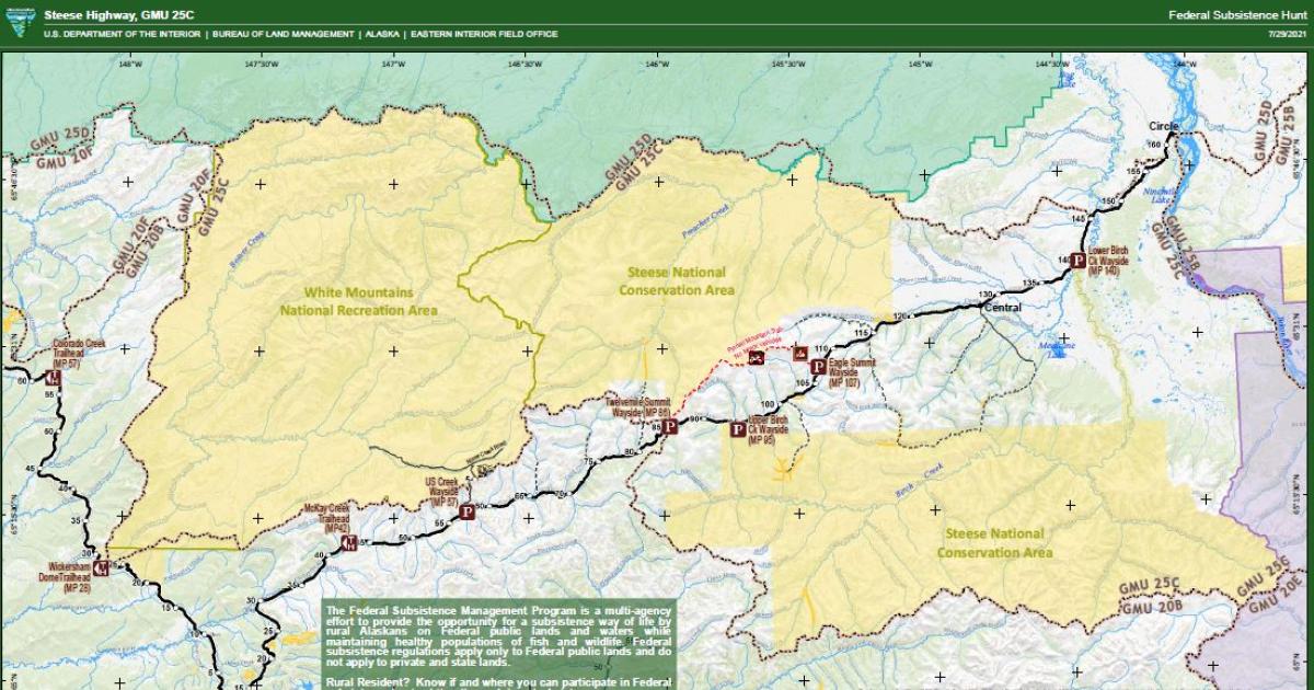Federal Subsistence Game Management Unit 25C Map Steese Highway