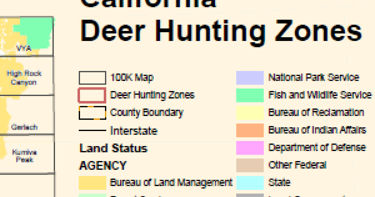 California Deer Hunting Zones Map Bureau of Land Management