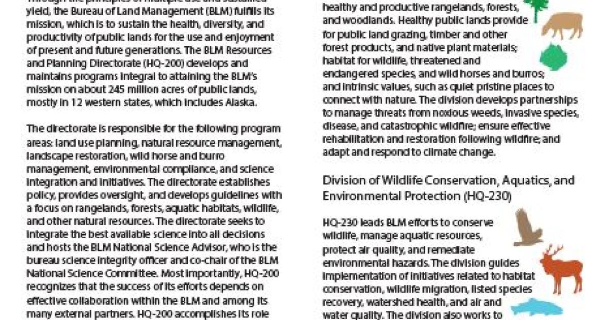 Directorate of Resources and Planning (HQ-200) | Bureau of Land Management