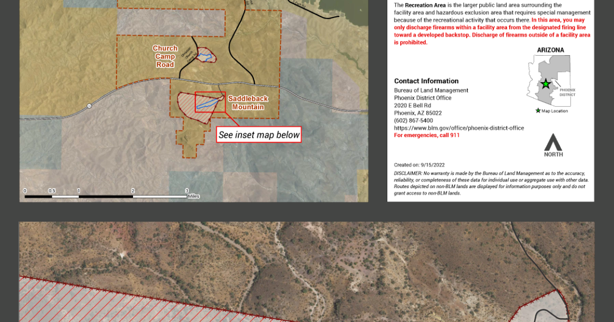 Saddleback Mountain Recreational Shooting Site Map Bureau of Land