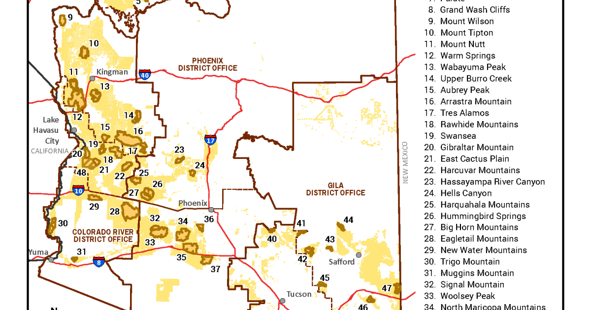 BLM Arizona Wilderness Areas - BLM AZ NCL WildnernessAreas 8x11 20220629