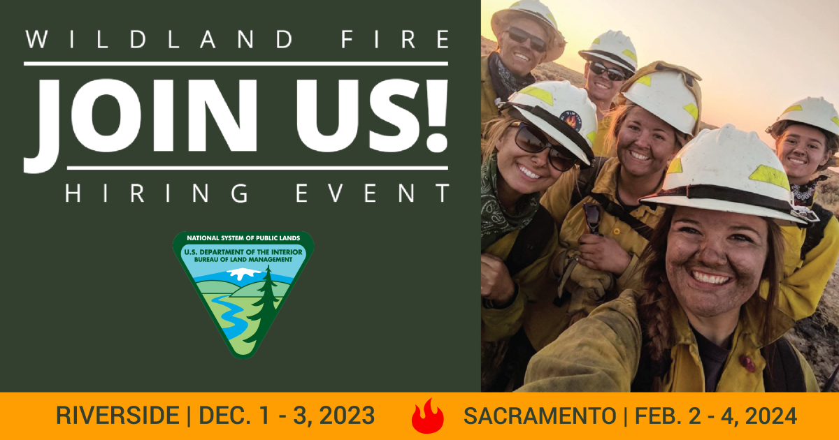 BLM to host wildland firefighter hiring events in California