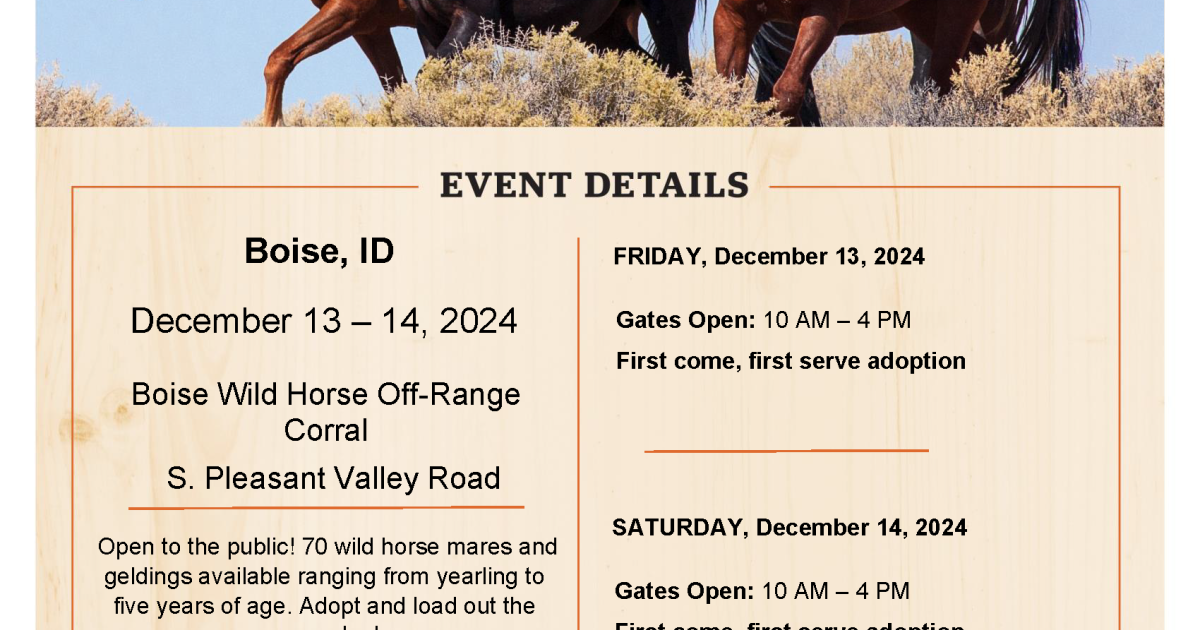 BLM to host adoption event at Boise Off-Range Wild Horse Corral ...