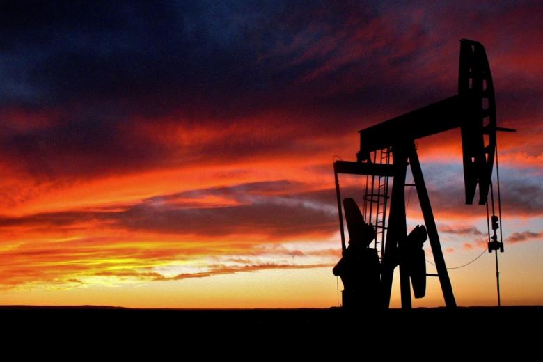 Pump jack at sunset.