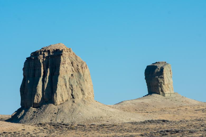 Two buttes on a dessert landscape