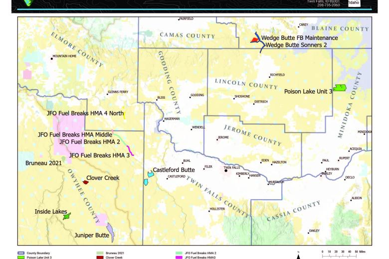 Twin Falls District Aerial Herbicide Treatment Areas map