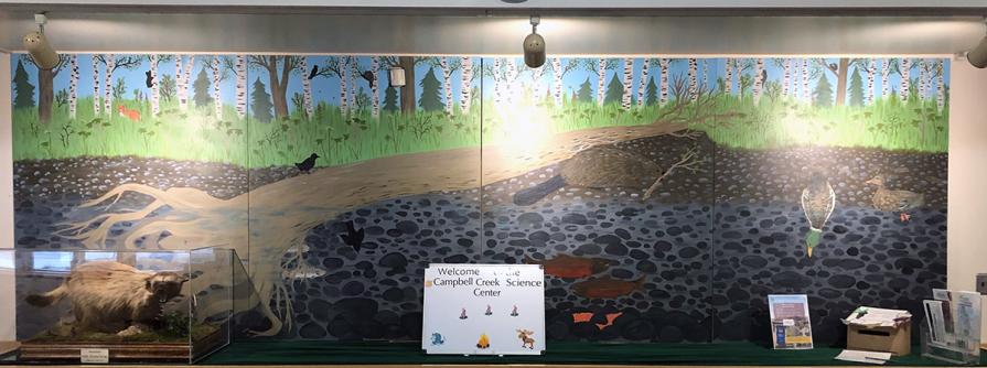 Campbell Creek Mural showing wildlife that lives around and in the creek