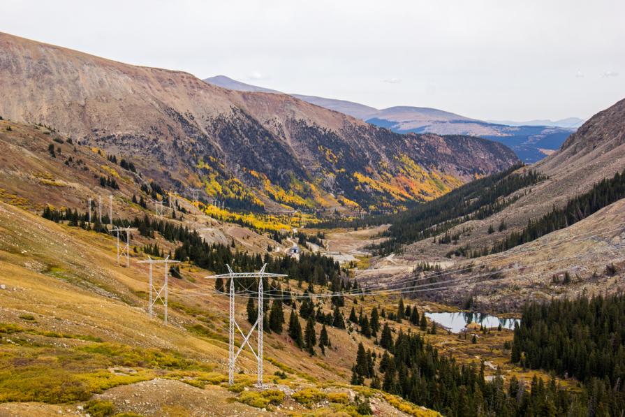 Transmission lines on BLM land running over Mosquito Pass.