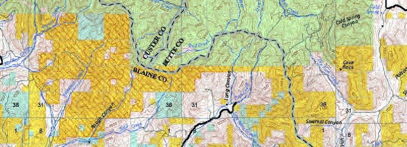 A section of topographical map