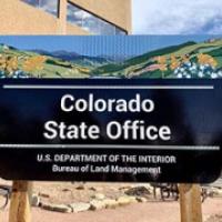 The sign in front of the Colorado State Office