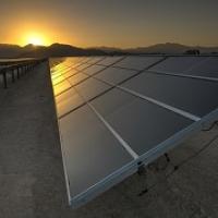 Solar panels in the desert. Photo by Tom Brewster Photography.