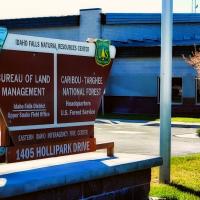 BLM Idaho Falls District Office sign with building in the background 