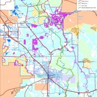 map of Middle Gila South planning area boundary. The Planning Area includes 350,000 acres, with approximately 63,000 acres of BLM lands in Pinal, Pima, Gila and Cochise Counties, and approximately 700 miles of existing travel routes in varying condition. 