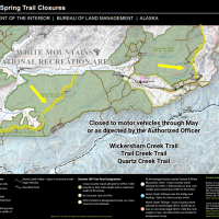 Map highlighting trails closed temporarily for spring in the White Mountains National Recreation Area.
