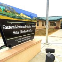 Image of Miles City Field Office sign and building