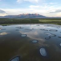 Restoration landscape in Colorado, with mountains in the background.