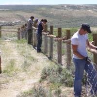 workers installing fencing