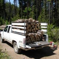 firewood in truck