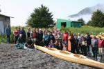 Chugach Alaska Corporation shareholders and descendants gather for a kayak blessing at the Nuchek (Nuuciq) 