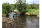 Woman standing in stream