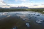 Wetlands and mountain peaks in the San Luis Valley, Colorado