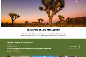 BLM.gov homepage on the new site.