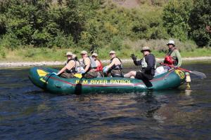 A raft full of cadets begin their search for litter in the Clearwater River (Photo credit: Rebecca Urbanczyk) 