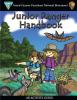 Cover of Junior Ranger Handbook showing two children with a bat overhead and a roadrunner, horned toad lizard and a fox.