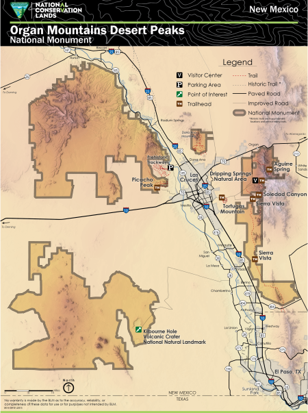 Map of Organ Mountains-Desert Peaks National Monument