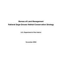 November 2004 BLM National Sage-Grouse Habitat Conservation Strategy