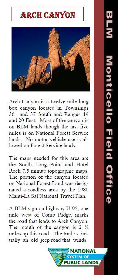 Arch Canyon brochure cover.